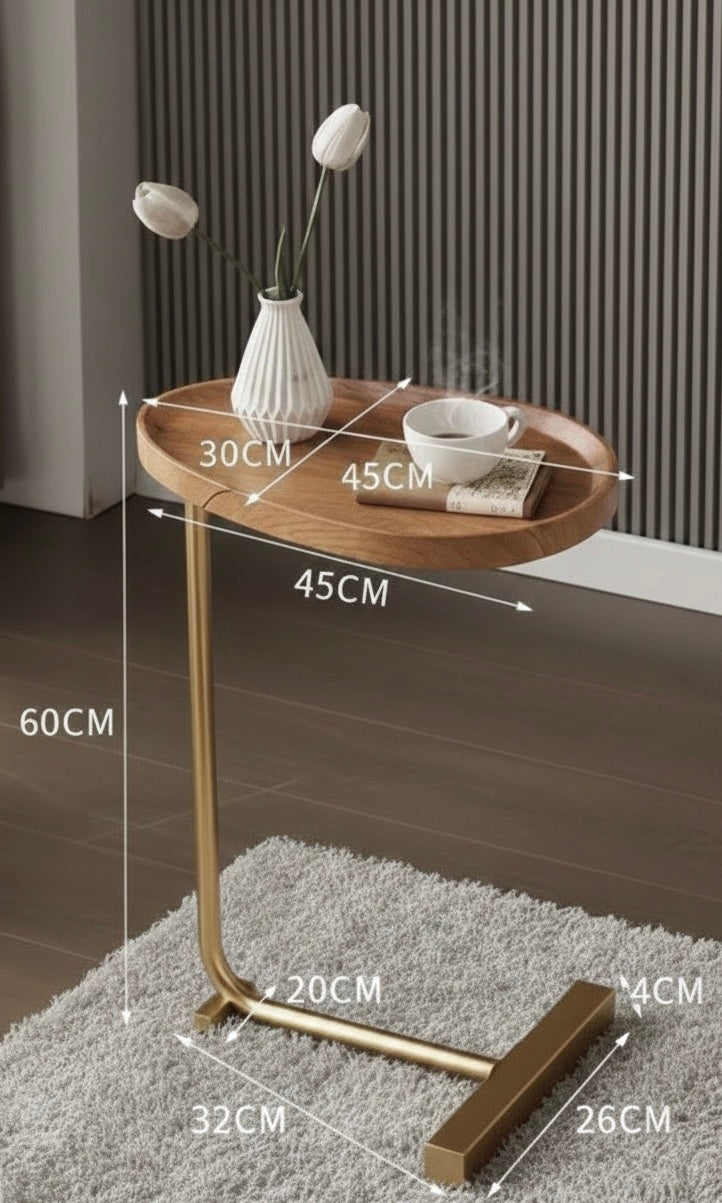 C-Shaped Wooden Side Table